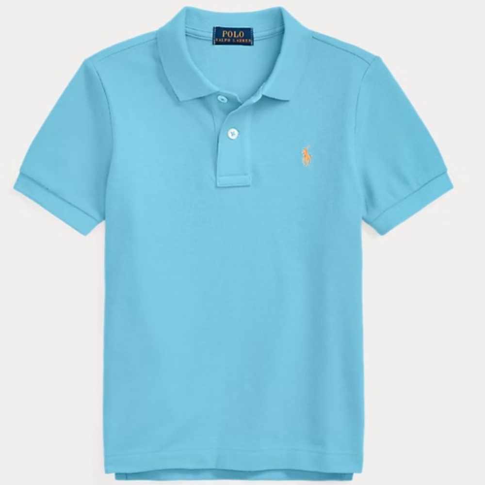 Ralph Lauren Polo Iconic Mesh Polo Kids Light Blue Turquoise Short Sleeve Shirt